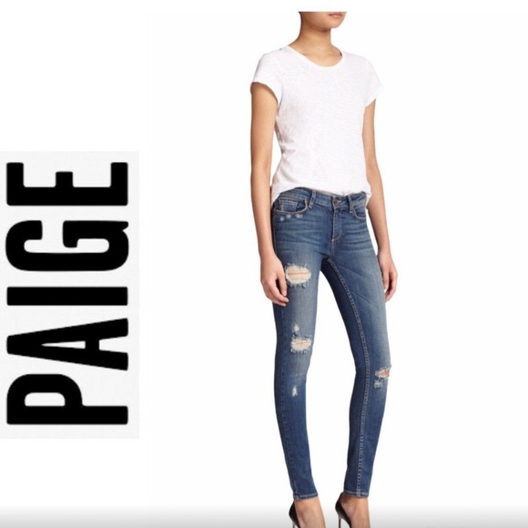 Paige Verdugo Ultra Skinny Jeans Womens Distressed Stretch Mid Rise Denim 26 - Picture 1 of 12